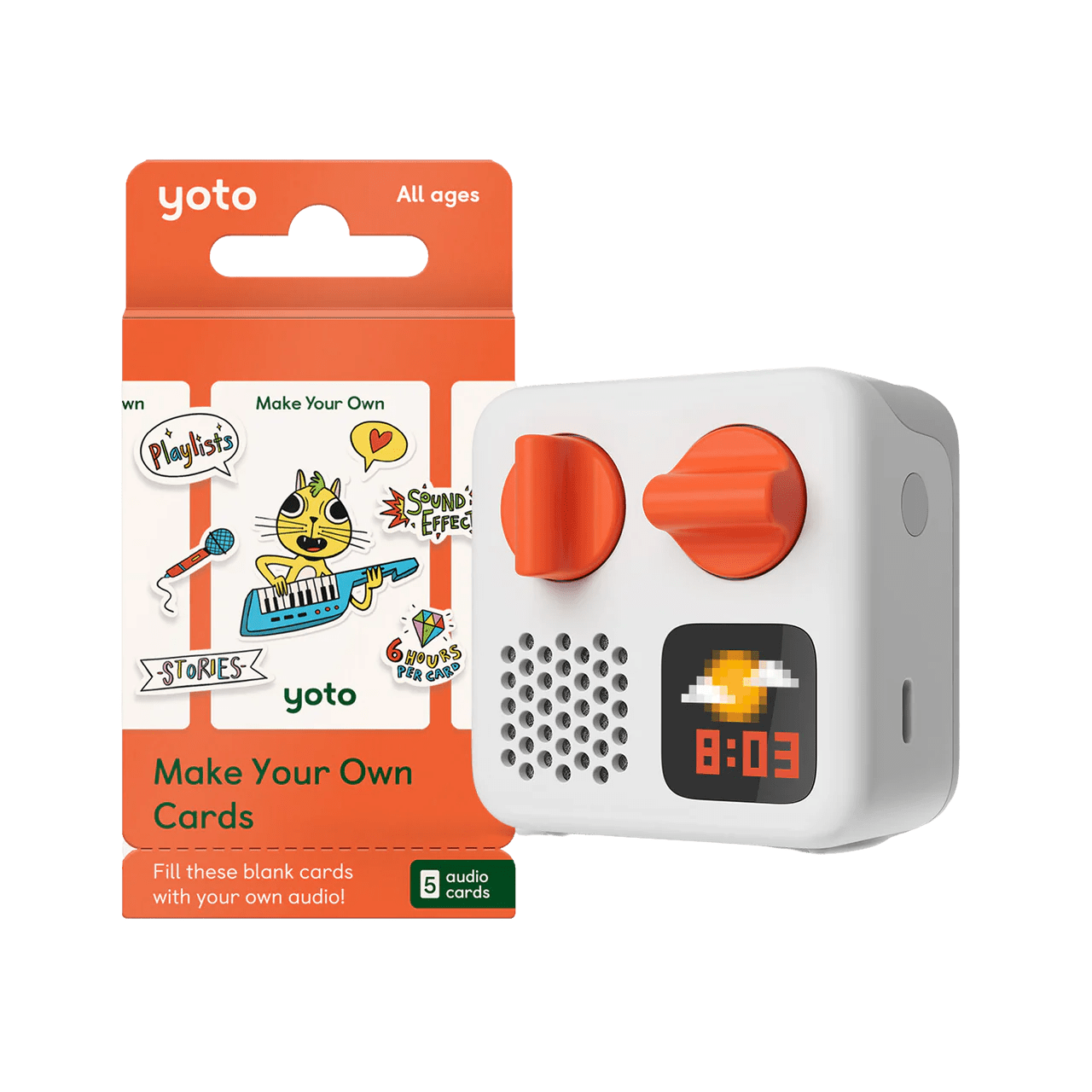 Yoto mini new plus 4 cards new opened one card comes deals with box and charger cord