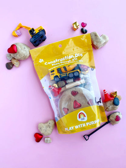 Valentines "I Dig You" Construction Sensory Play Dough Kit