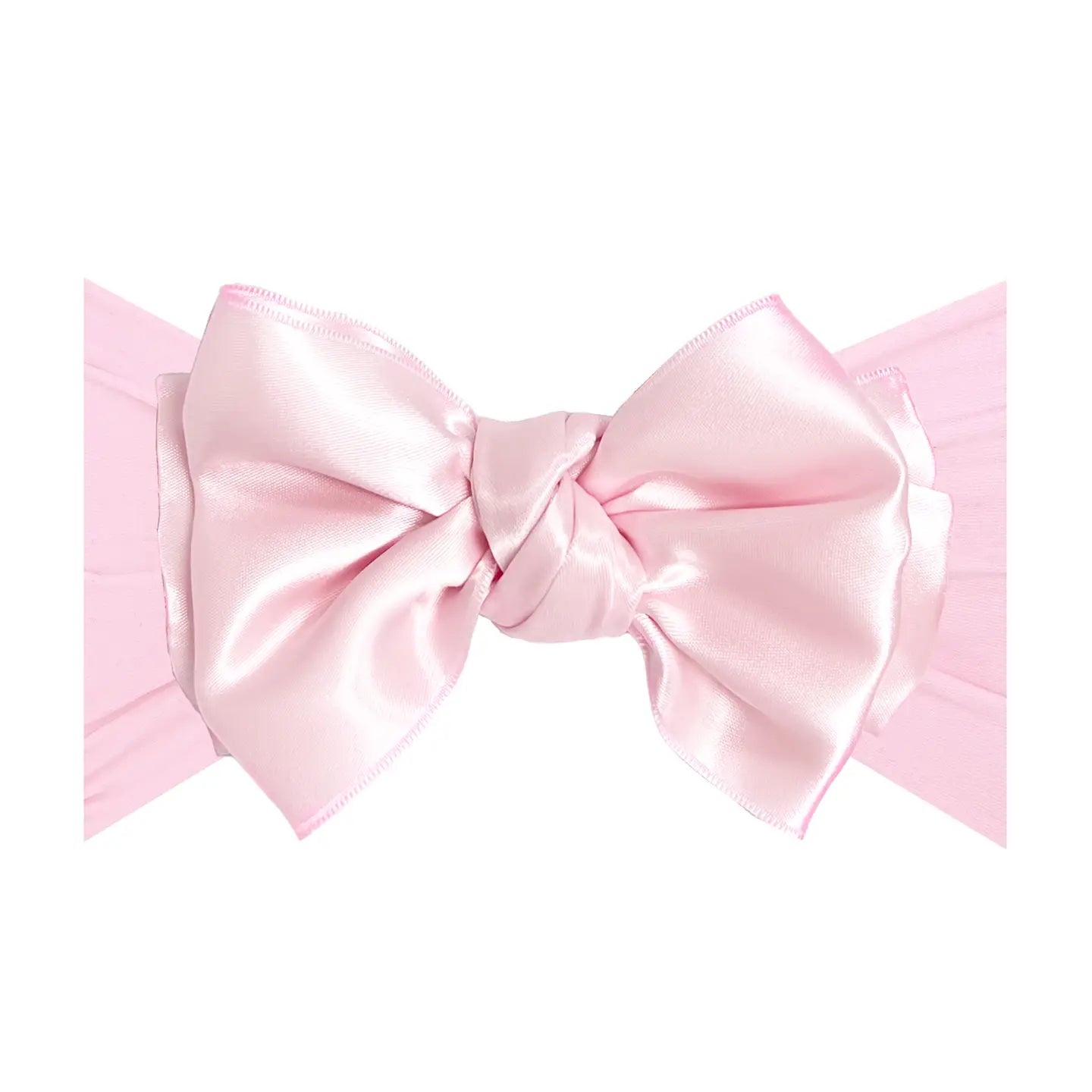 Baby Bling - Nylon Headband with Satin Bow-Pink