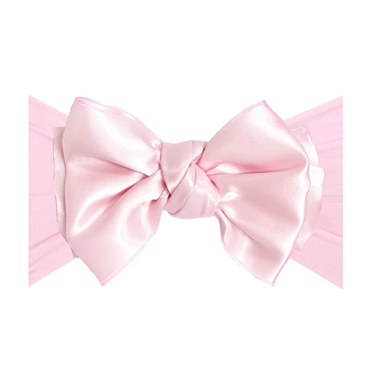 Baby Bling - Nylon Headband with Satin Bow-Pink