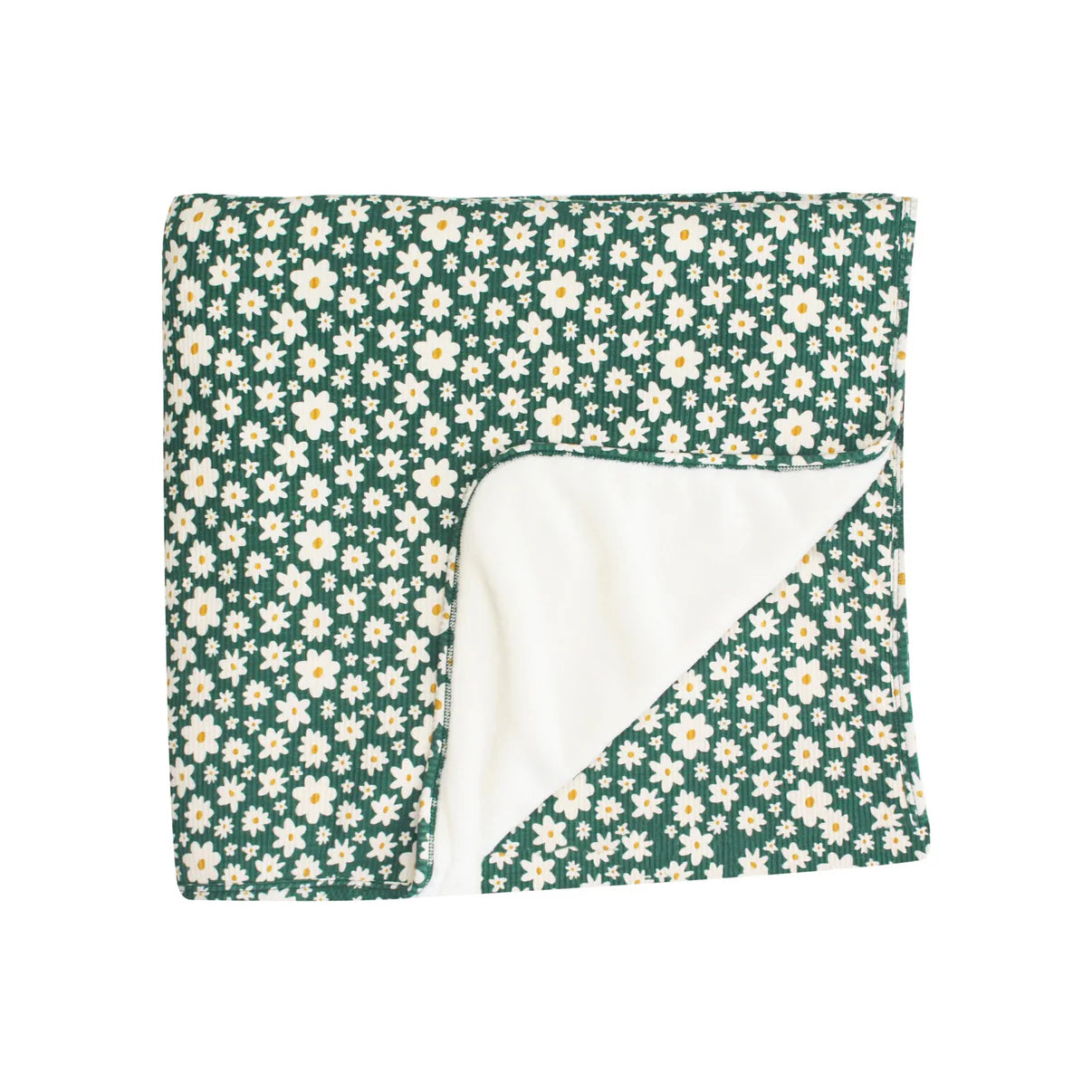 Green Floral Small Ribbed Youth Blanket