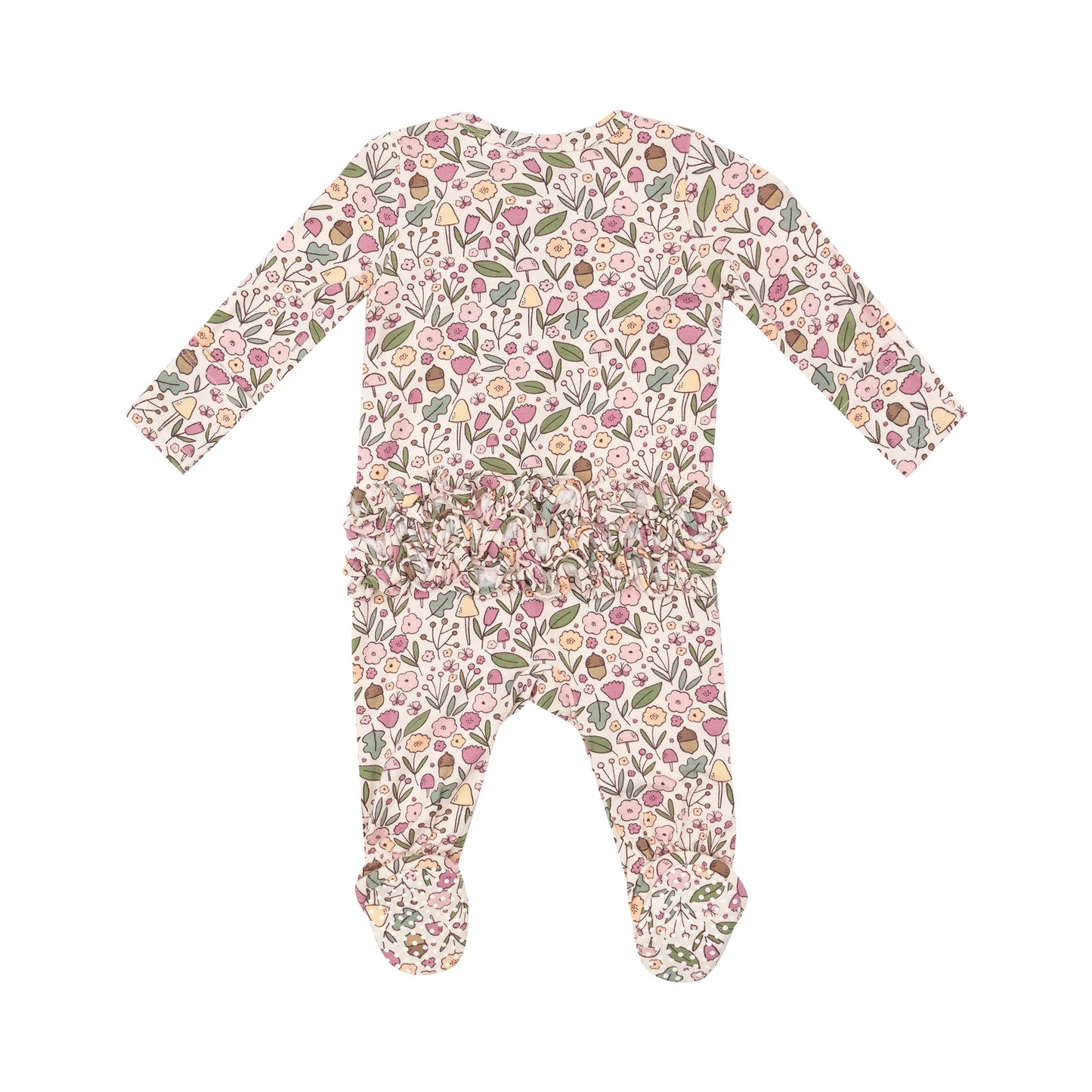 Acorn Floral- 2 Way Zipper Ruffle Footie