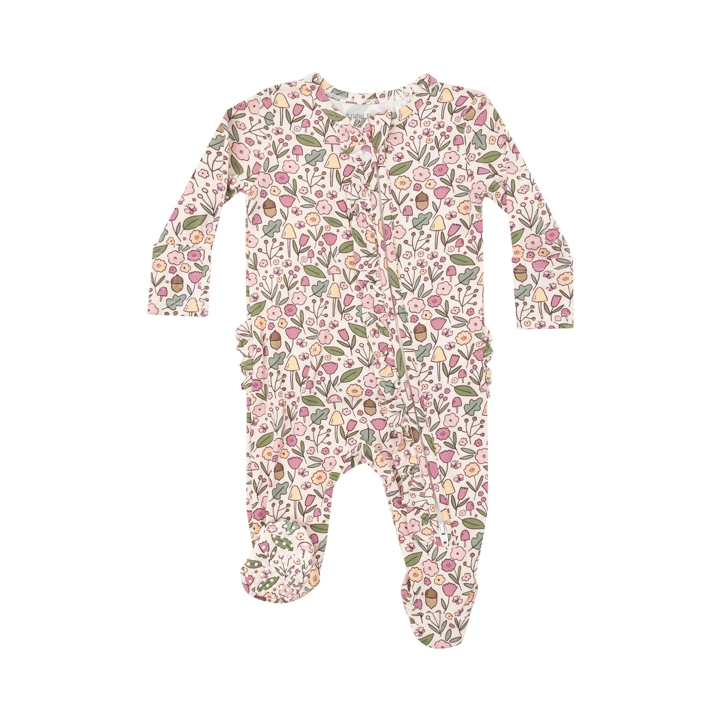 Acorn Floral- 2 Way Zipper Ruffle Footie