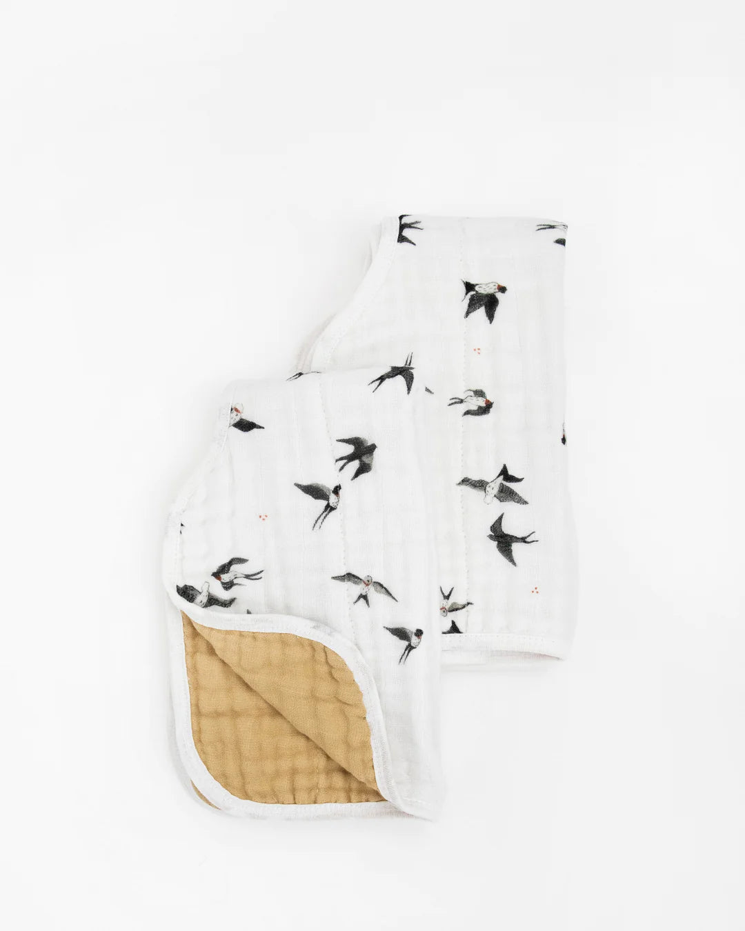 Organic Cotton Muslin Burp Cloth 2 Pack - Swallows + Wheat