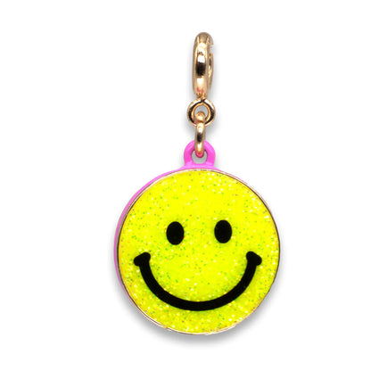 Gold Glitter Smiley Face Charm