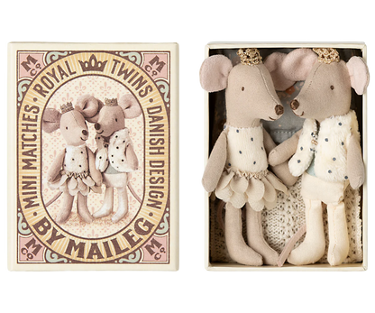 Royal twin mice, Little sister and brother in matchbox