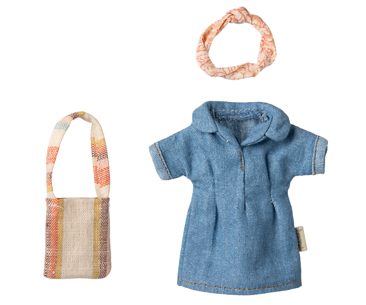 Denim dress and bag, Mum mouse