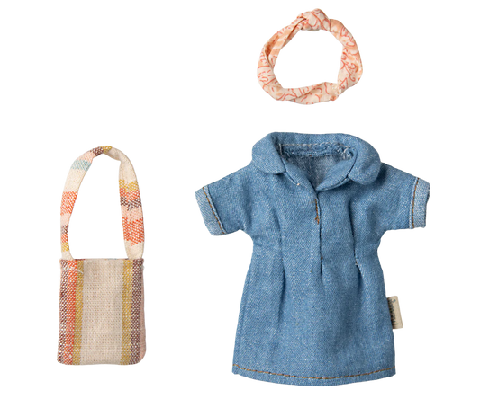 Denim dress and bag, Mum mouse