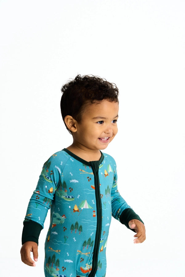 Lake Life Jump in the Lake Bamboo Convertible Baby Pajamas