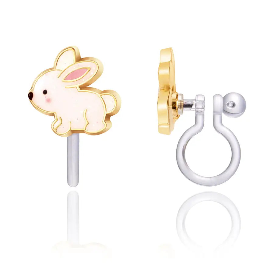 Clip On Cutie Earrings- Glitter Rabbit