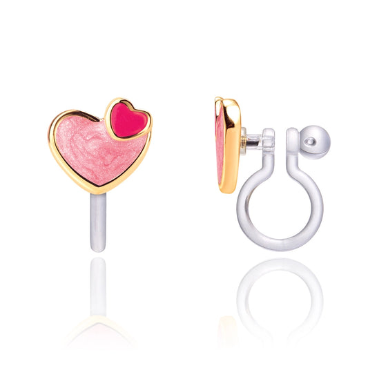 Clip On Valentine Heart 2 Heart Earrings