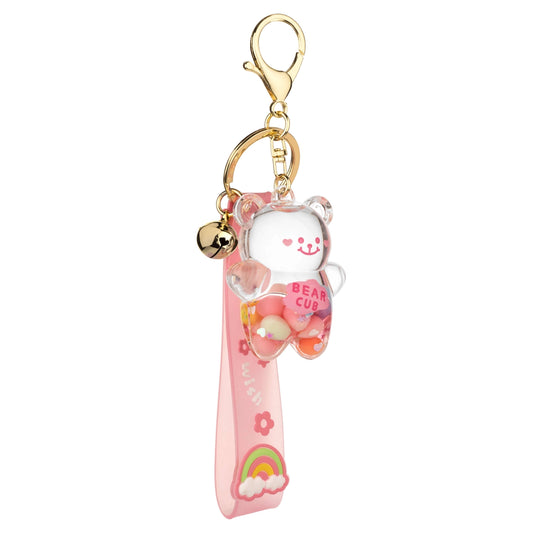 Pink Wish Bear Liquid Effect Sensory Keychain