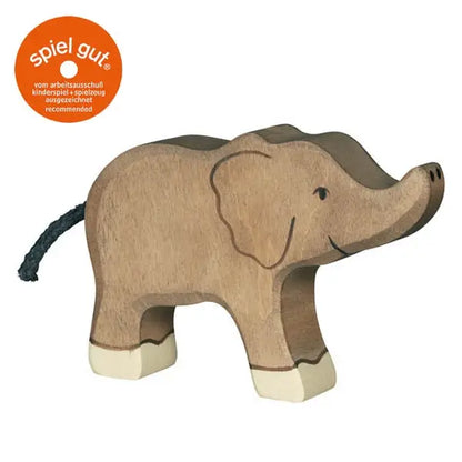 Wooden Small Baby Elephant Trunk Raised - 2