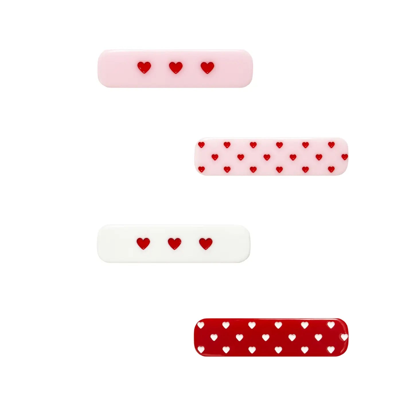 4-Pack Novelty Resin Hair Clips: Hearts