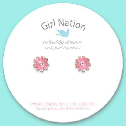 Pink Daisy Cutie Stud Earrings