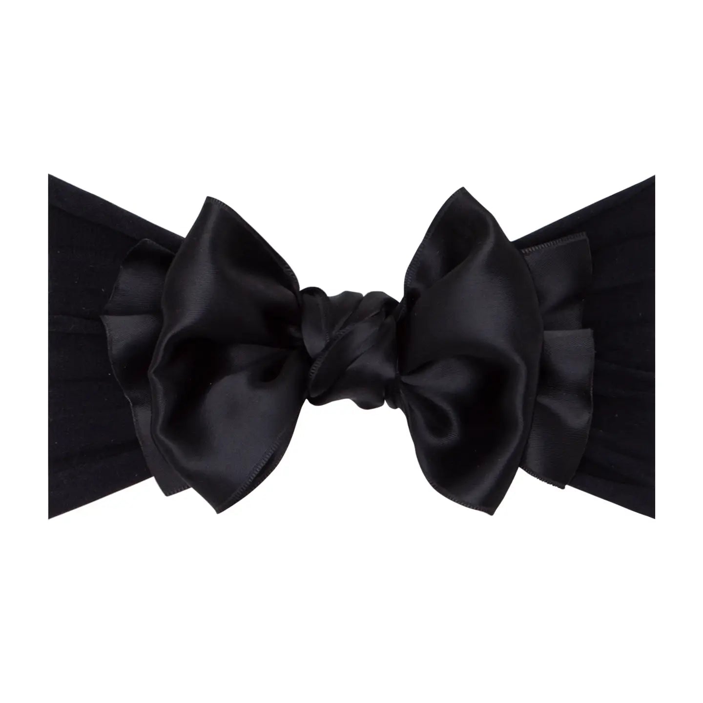 Baby Bling - Nylon Headband with Satin Bow-Black