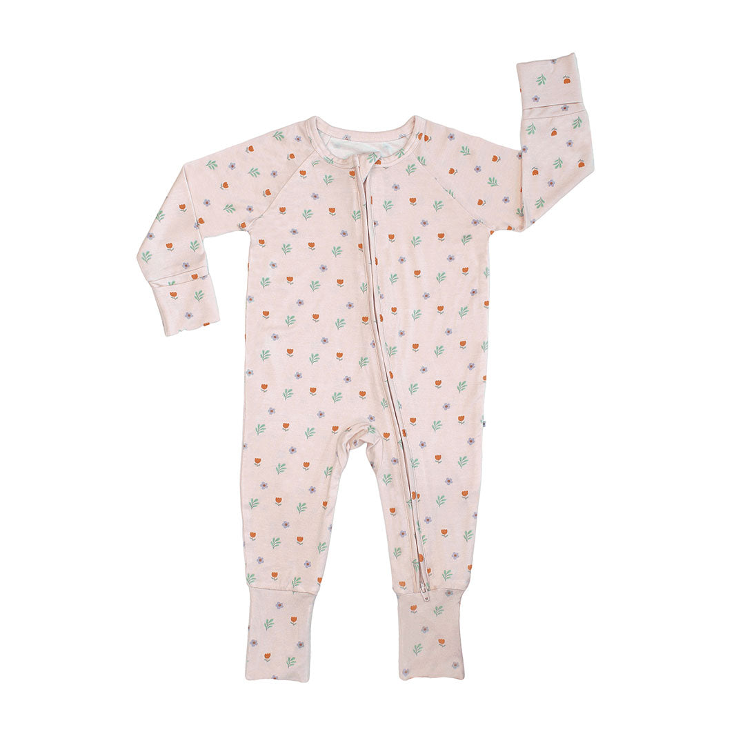 Sweet Blooms Floral Bamboo Convertible Romper Sleeper Pajamas