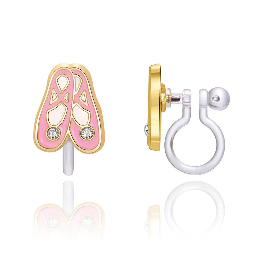 Clip On Cutie Earrings- Ballet Slippers