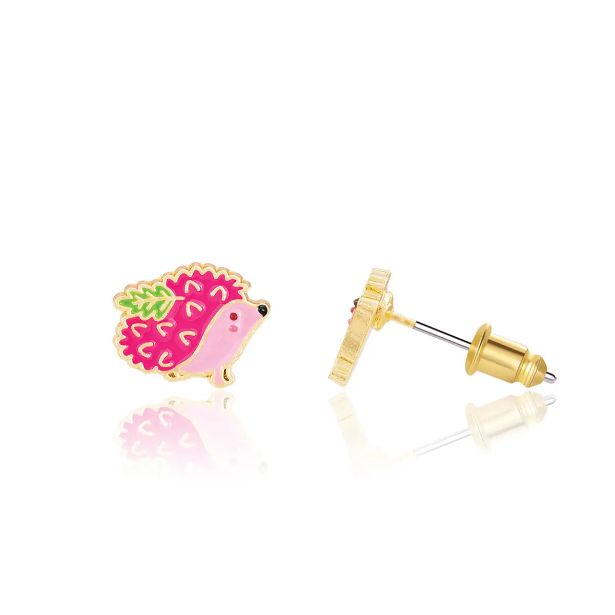 Prickly Pink Hedgehog Cutie Stud Earrings