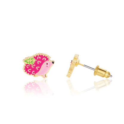 Prickly Pink Hedgehog Cutie Stud Earrings