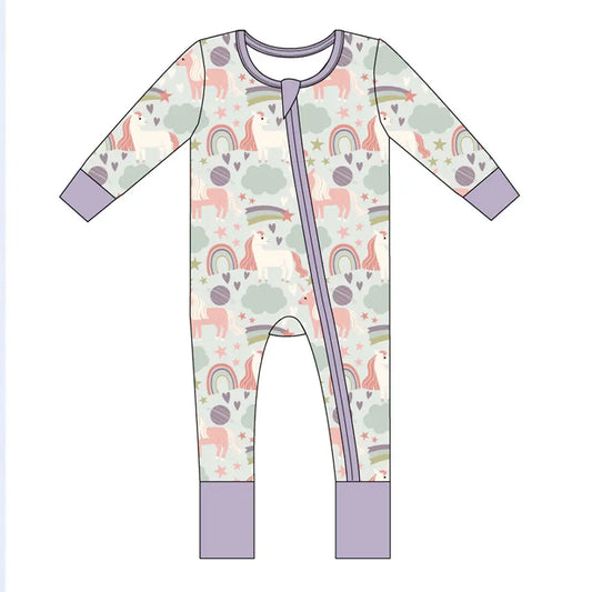 Magical Unicorns Bamboo Convertible Baby Pajamas