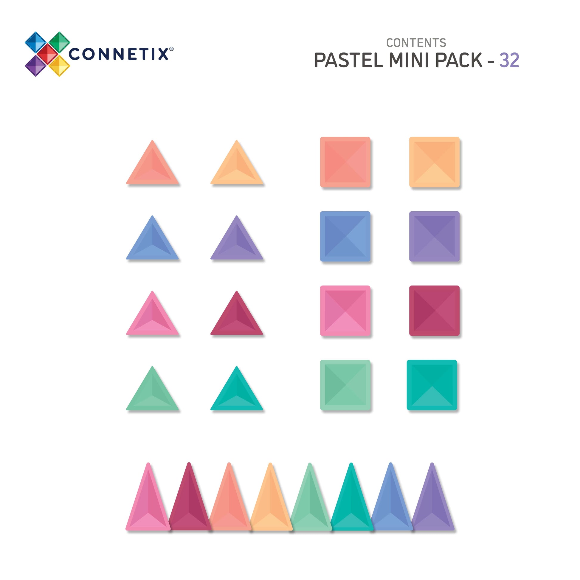 32 Piece Pastel Mini Pack Connetix Lil Tulips