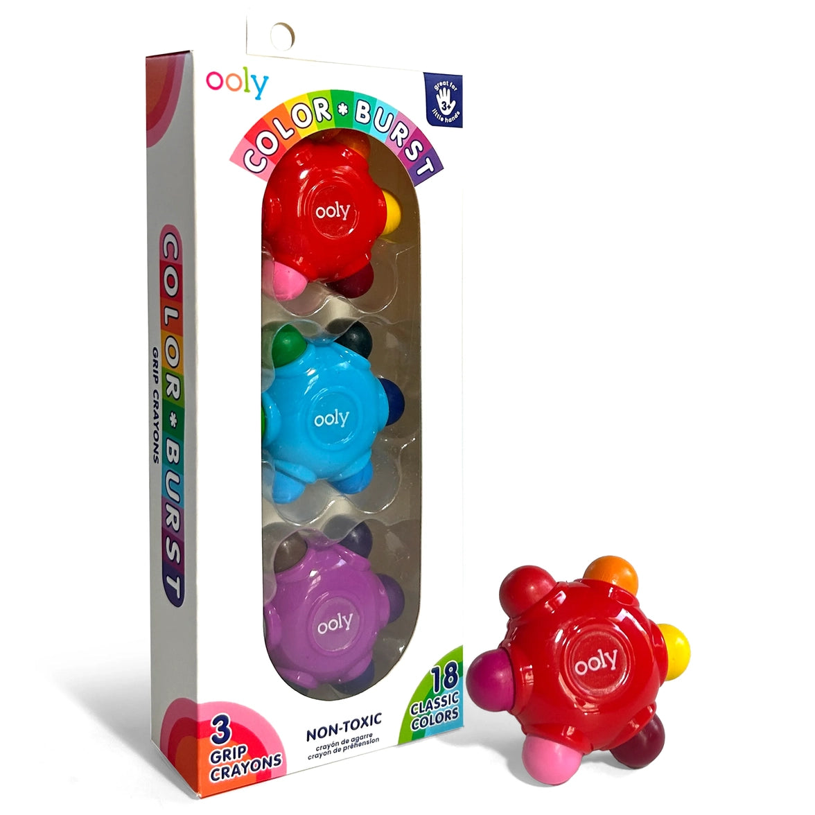 Color Burst Easy Grip Crayons (Set of 3 / 18) Classic Colors