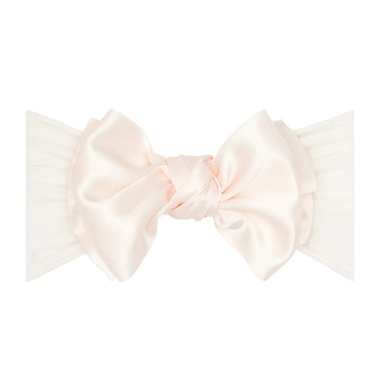 Baby Bling - Nylon Headband with Satin Bow-Ballet Pink