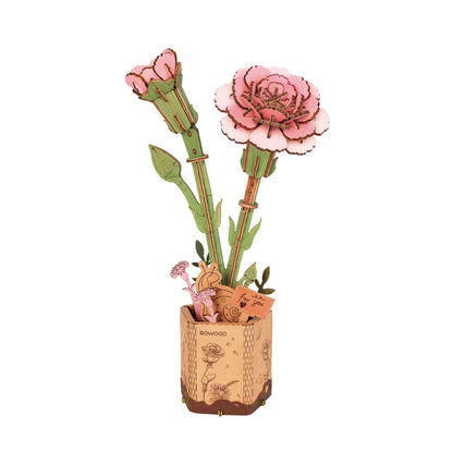 3D Wooden Flower Puzzle: Pink Carnation Rolife Lil Tulips