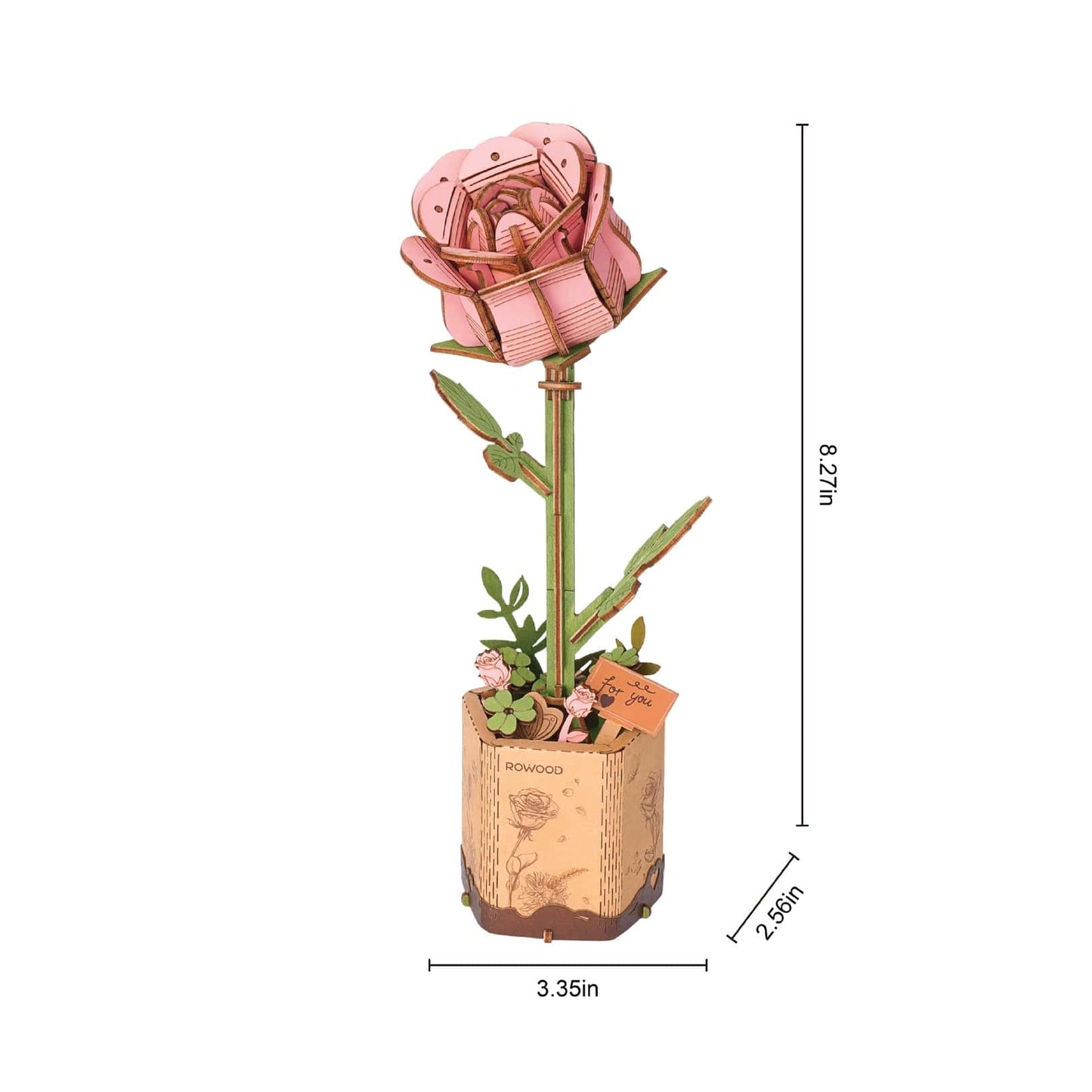 3D Wooden Flower Puzzle: Pink Rose Rolife Lil Tulips