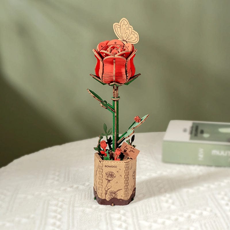 3D Wooden Flower Puzzle: Red Rose Rolife Lil Tulips