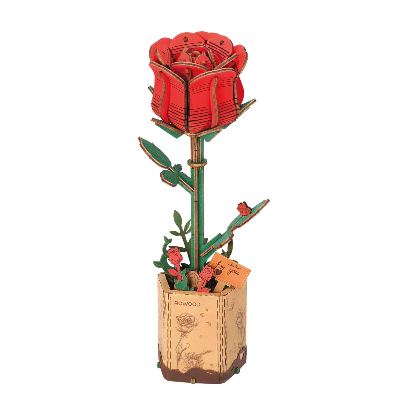 3D Wooden Flower Puzzle: Red Rose Rolife Lil Tulips