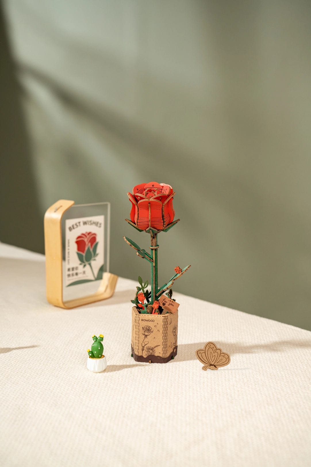 3D Wooden Flower Puzzle: Red Rose Rolife Lil Tulips