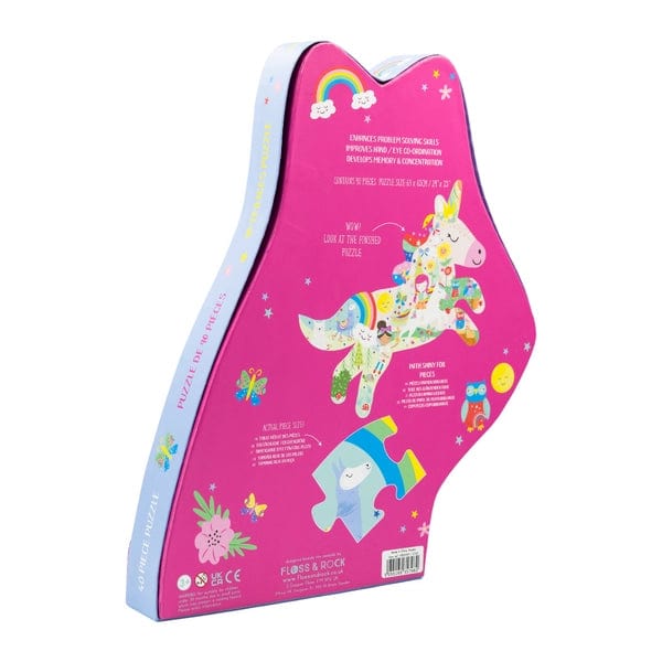 40 Piece Unicorn Shaped Jigsaw Puzzle - Unicorn Floss and Rock Lil Tulips