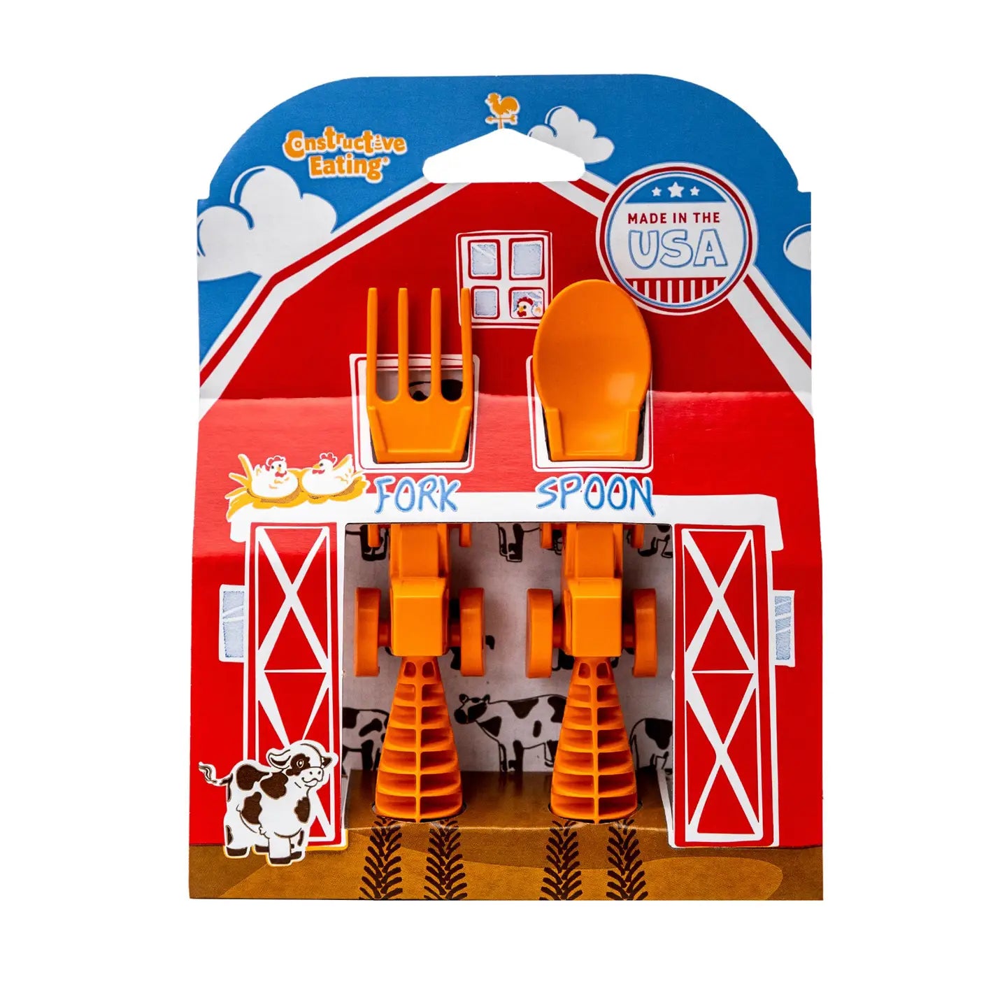 Orange Tractor Utensils SET