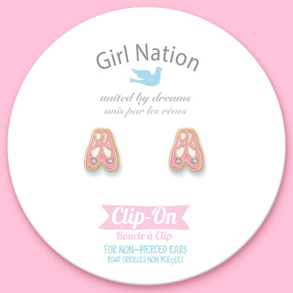 Clip On Cutie Earrings- Ballet Slippers