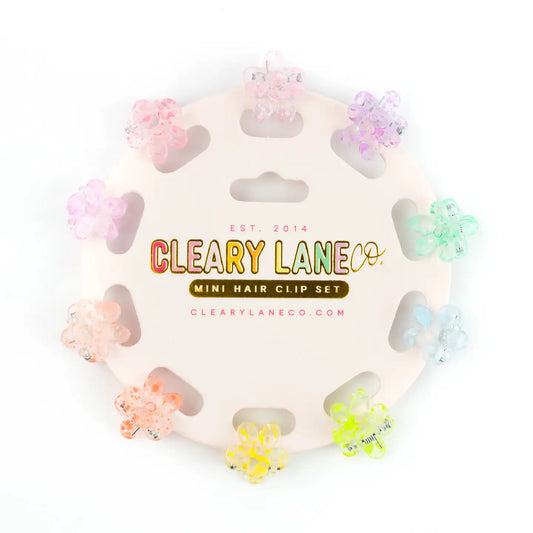 Pastel Rainbow Flowers Mini Hair Clip Set