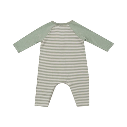 Bamboo Desert Sage Stripe - L/S  Raglan Henley Romper