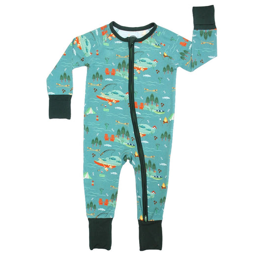 Lake Life Jump in the Lake Bamboo Convertible Baby Pajamas