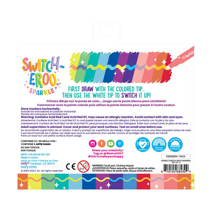 Switch-Eroo Sparkle Glittery Color Changing Markers- 12 Pc