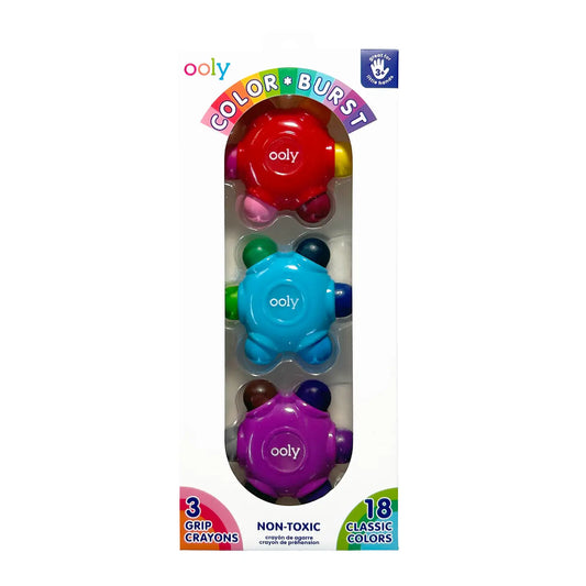 Color Burst Easy Grip Crayons (Set of 3 / 18) Classic Colors