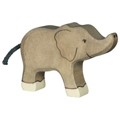 Wooden Small Baby Elephant Trunk Raised - 2