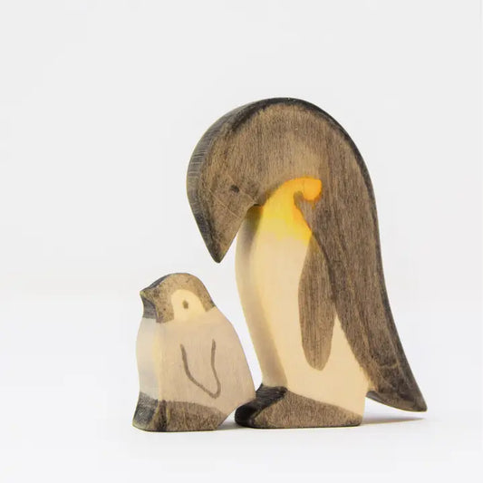 Wooden Penguin with Chick