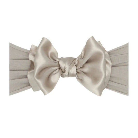 Baby Bling - Nylon Headband with Satin Bow-Mushroom