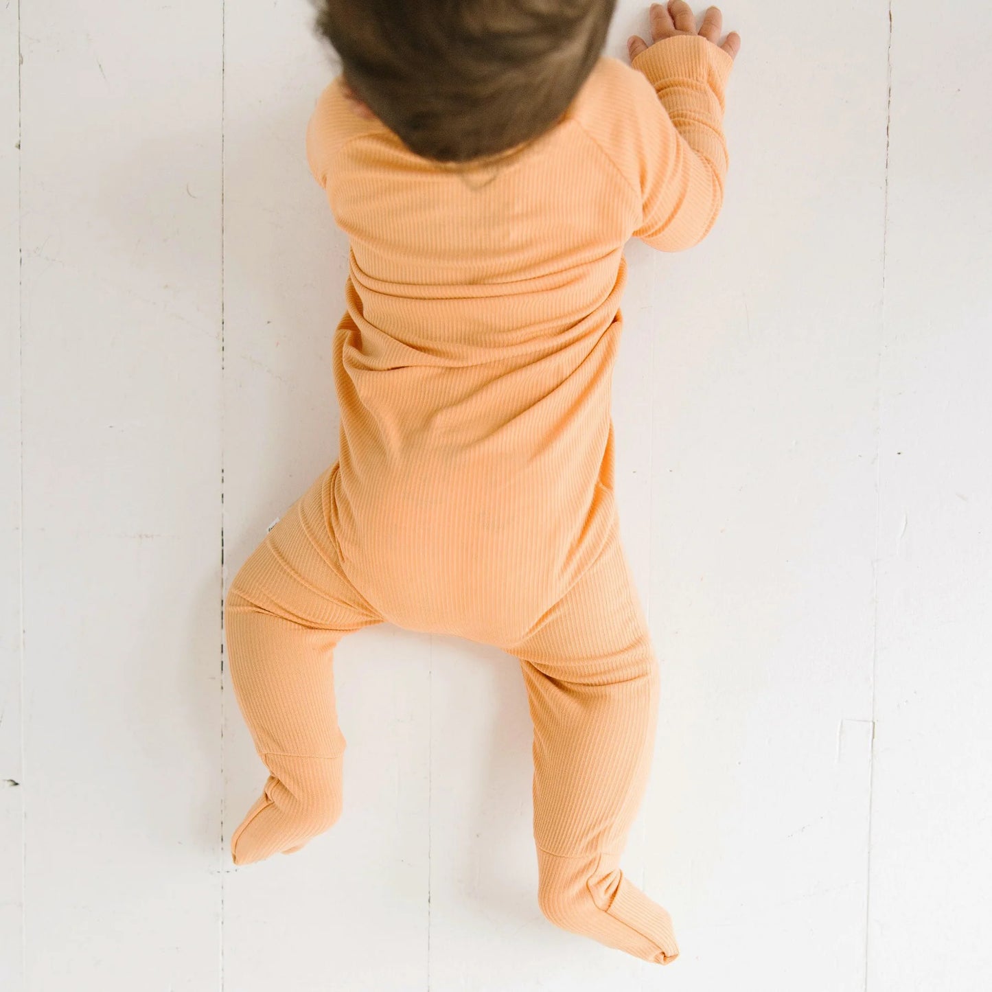 Creamsicle Small Ribbed Zip Romper