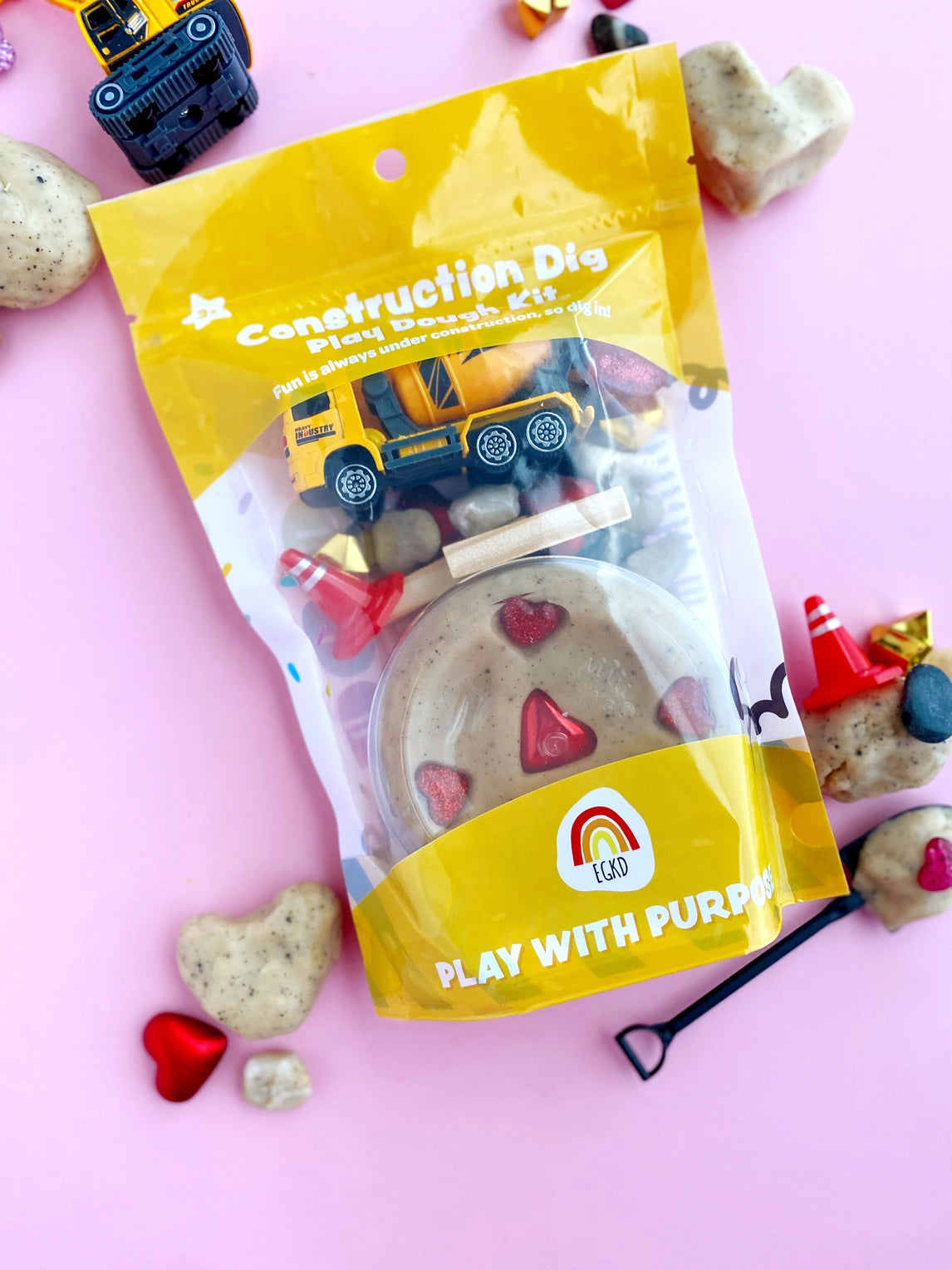 Valentines "I Dig You" Construction Sensory Play Dough Kit