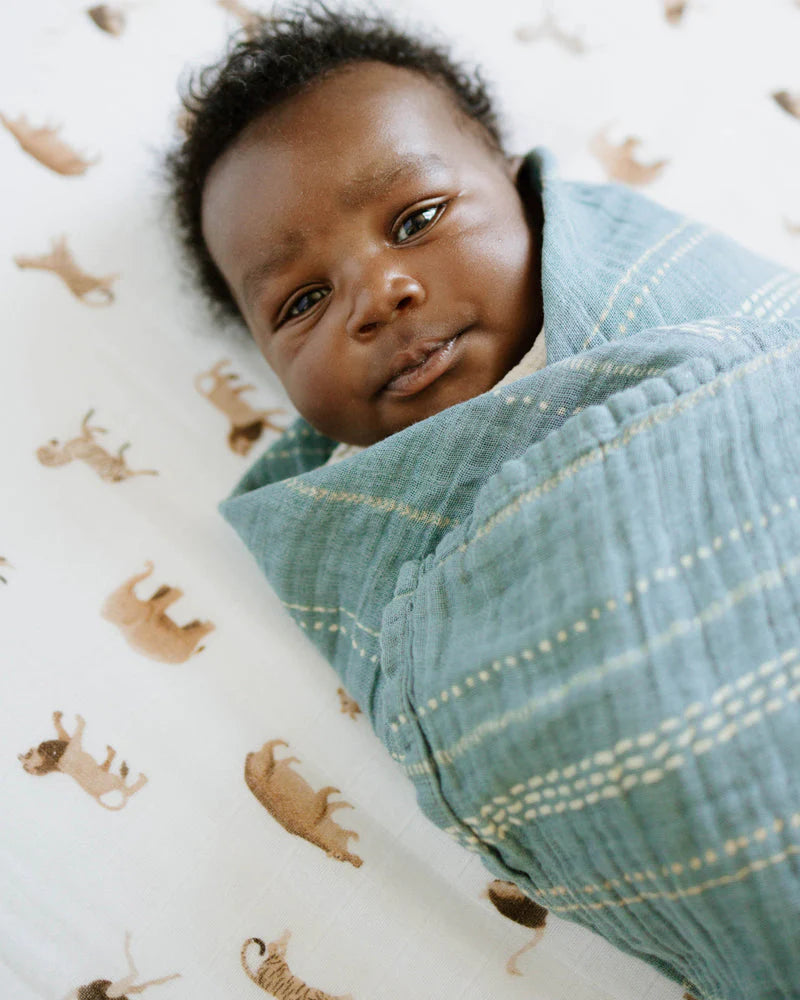 Organic Cotton Muslin Crib Sheet - Animal Crackers