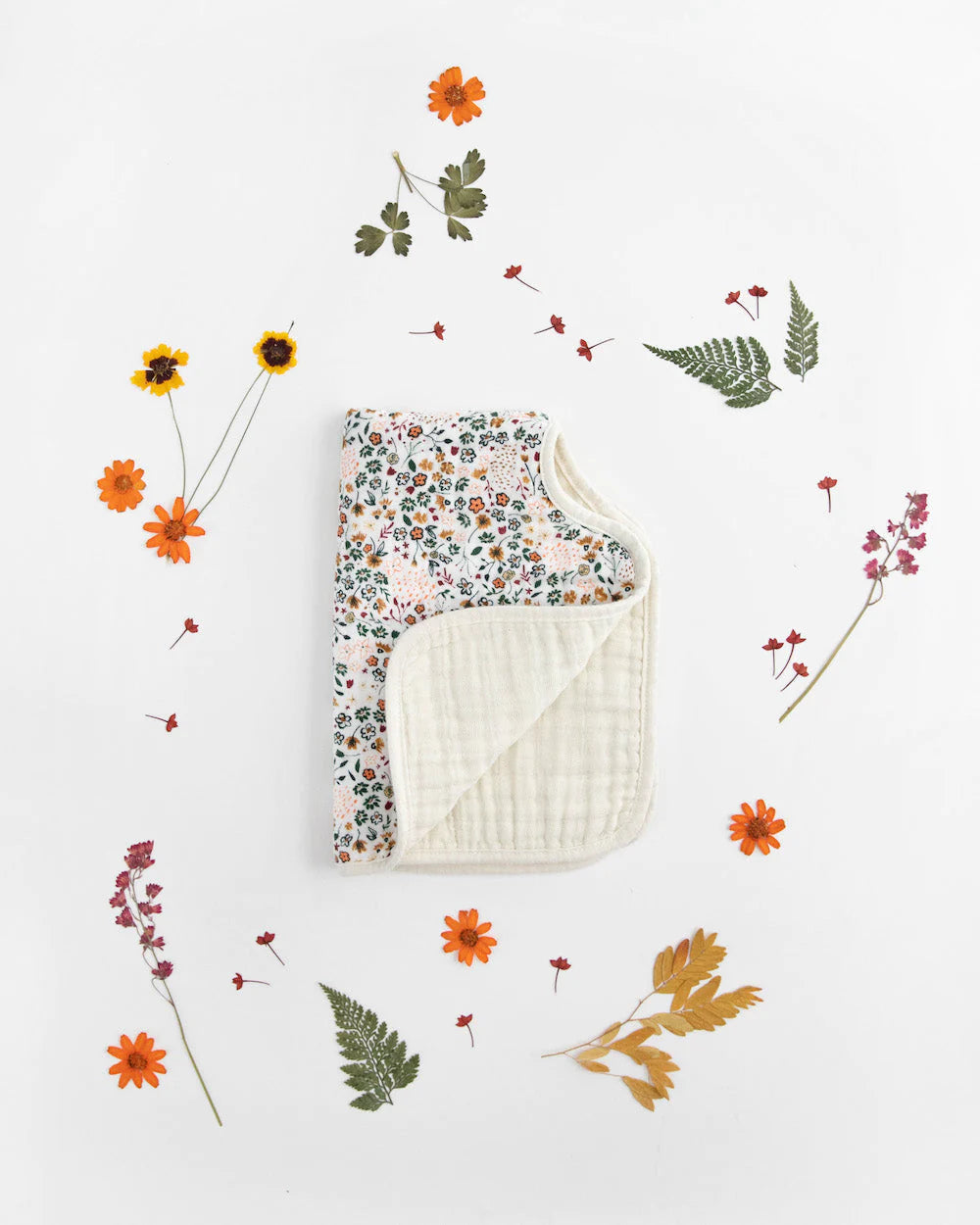 Cotton Muslin Burp Cloth 2 Pack - Pressed Petals