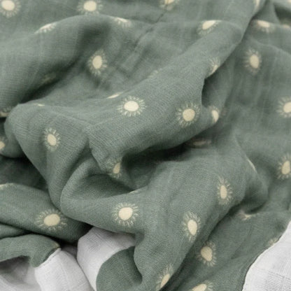 Organic Cotton Muslin Baby Quilt - Sage Suns 2