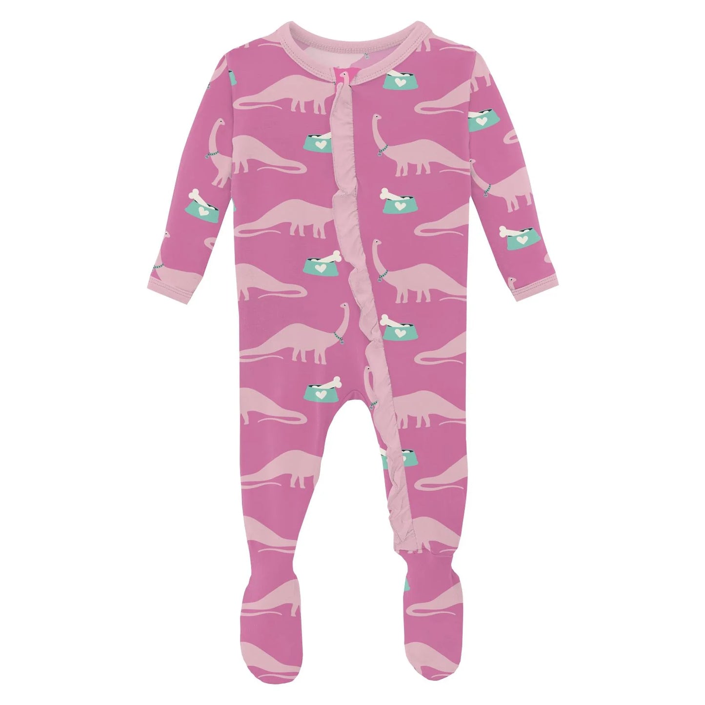 Tulip Pet Dino Classic Ruffle Footie Zipper